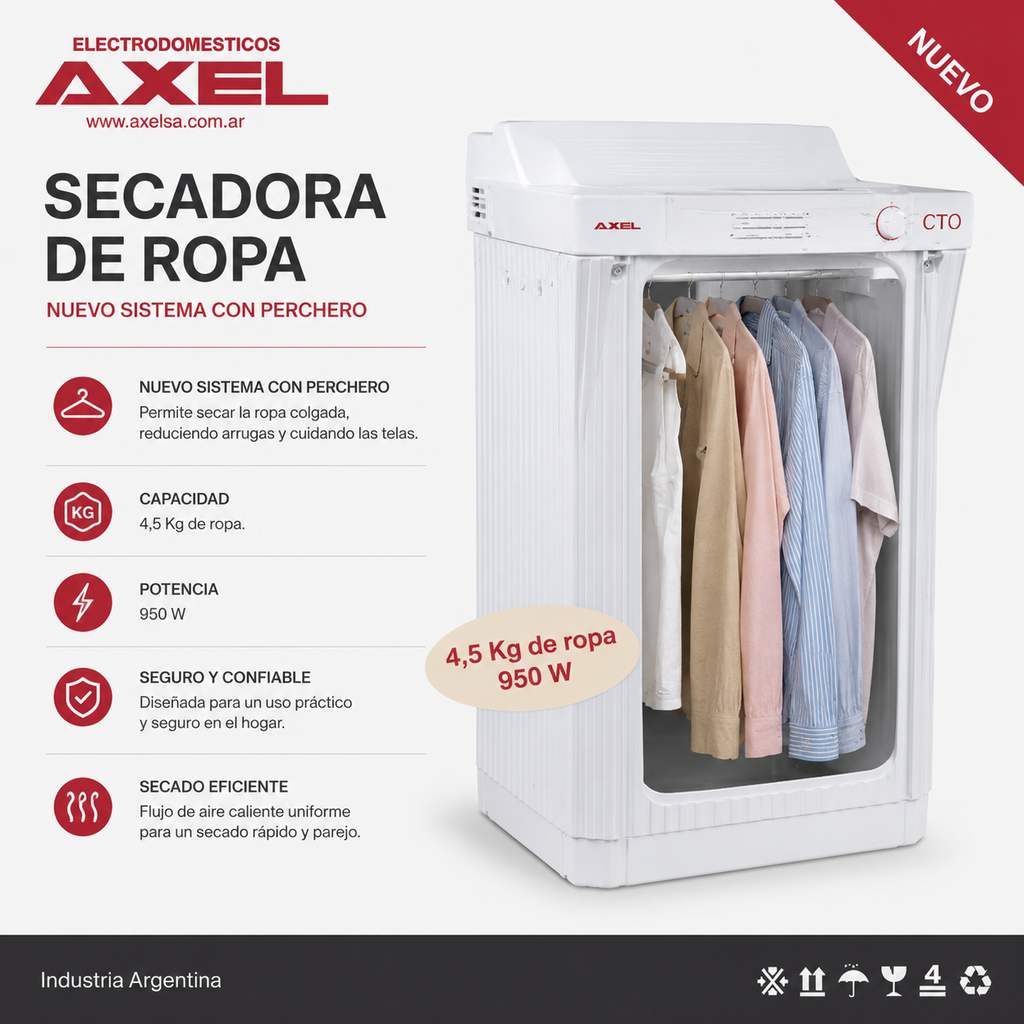 SECADORA DE ROPA AXEL CTO - CON PERCHERO