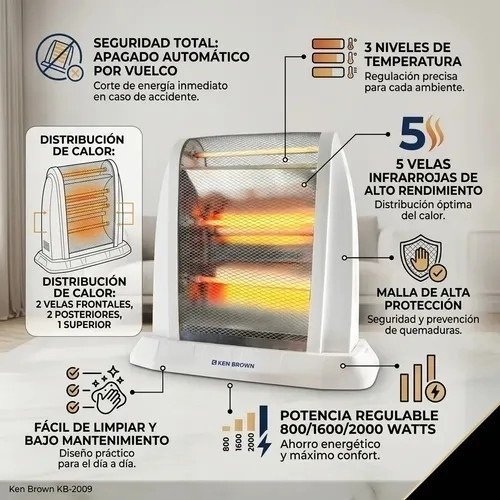 ESTUFA ELECTRICA HALOGENA KEN BROWN 2000W KB-2009