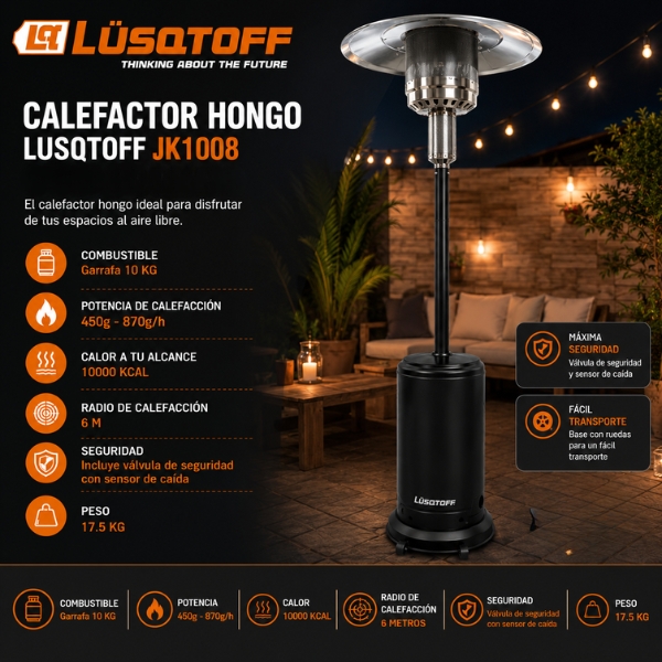 CALEFACTOR HONGO LUSQTOFF JK1008 BLANCO - NEGRO (EXTERIOR)