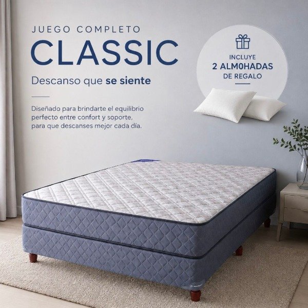 SOMMIER CL ESTELAR CLASSIC 140x190- 20cm Alto + 2 ALMOHADAS DE REGALO