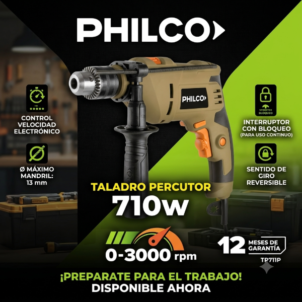 TALADRO PERCUTOR PHILCO 710W (MODELO TP711P)