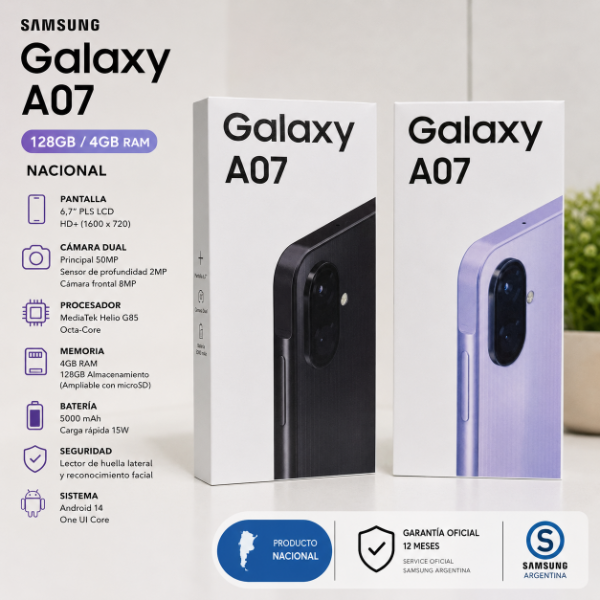 SAMSUNG GALAXY A07 128GB- 4GB RAM- NACIONAL